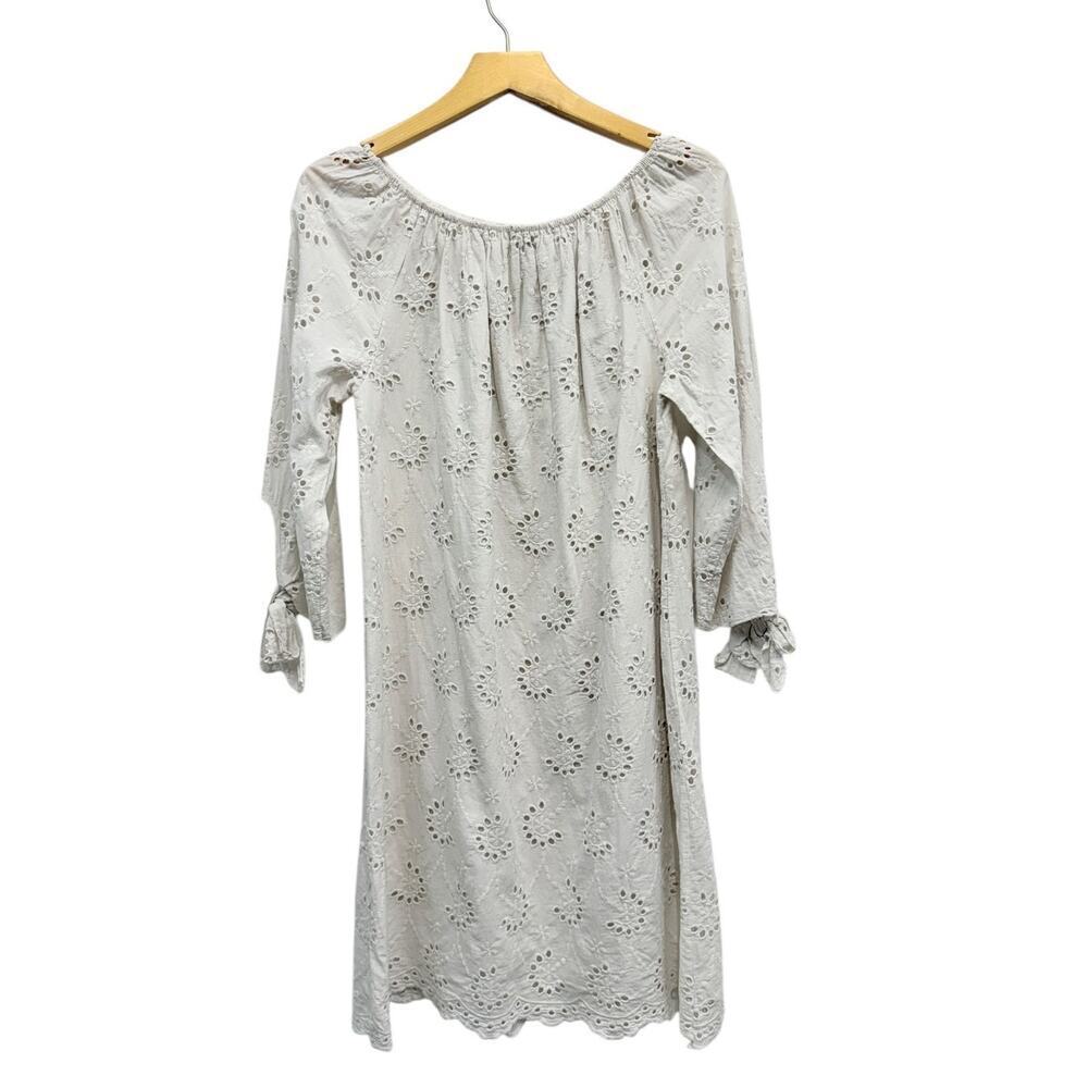 Valentina Naldi Cotton Off-the-Shoulder Eyelet Dress in Oatmilk size Small NWT - Picture 3 of 5